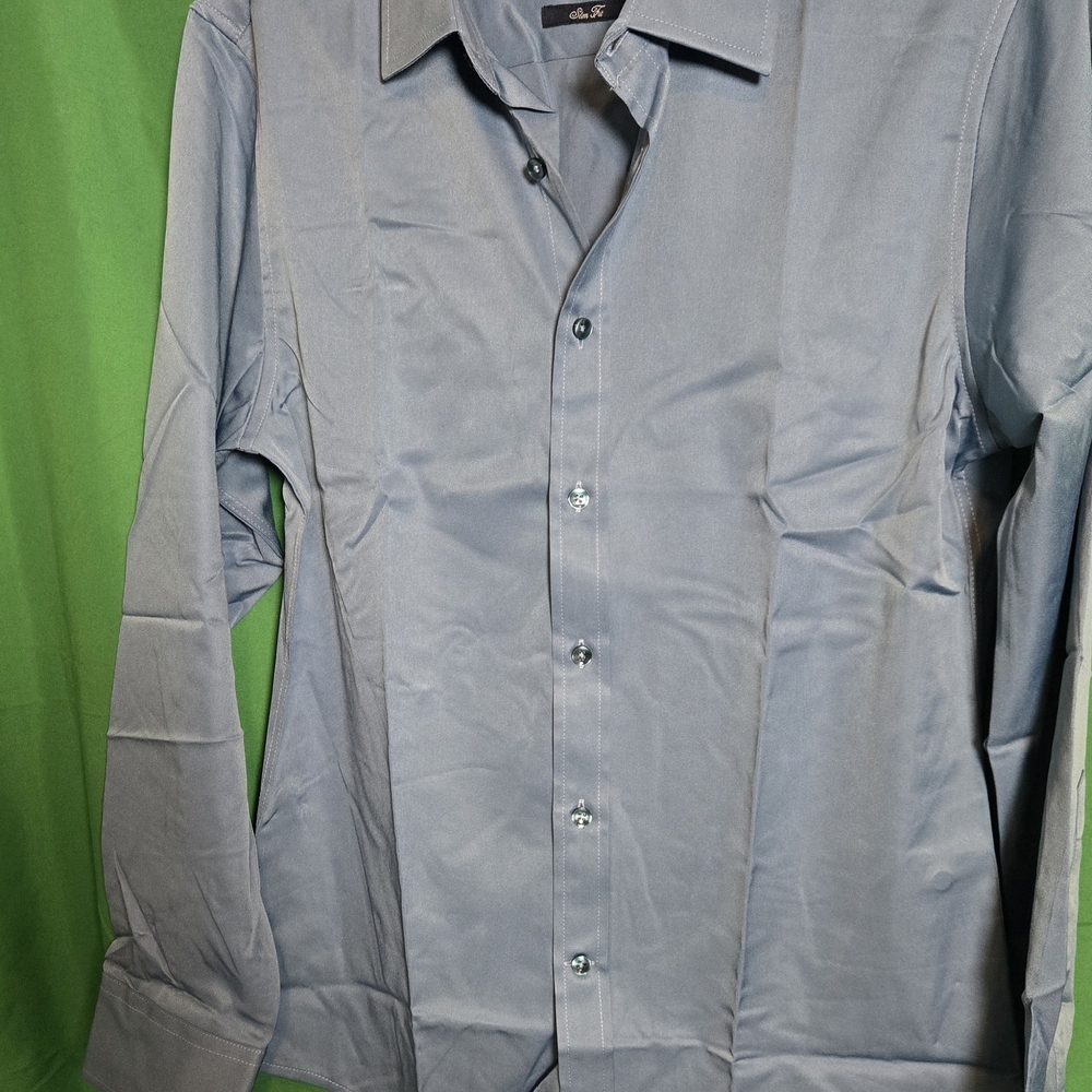 Men's Steel Blue Dress Shirt with Spread Collar